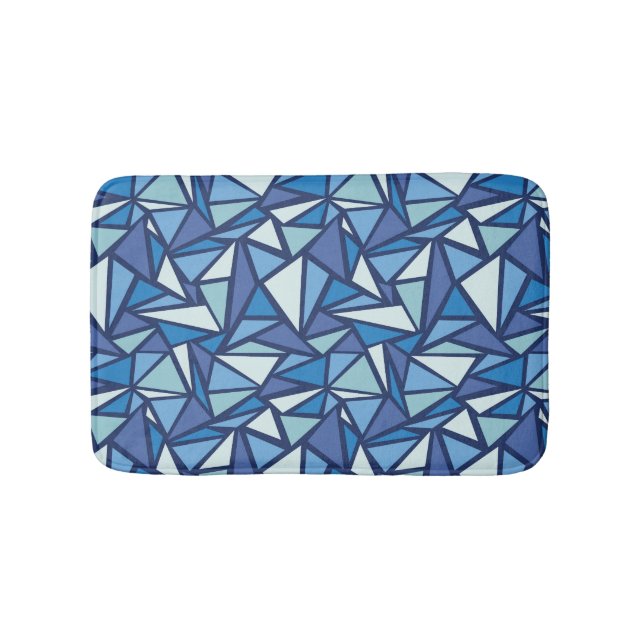 Abstract Blue Ice Crsytal Pattern Bath Mat (Front)