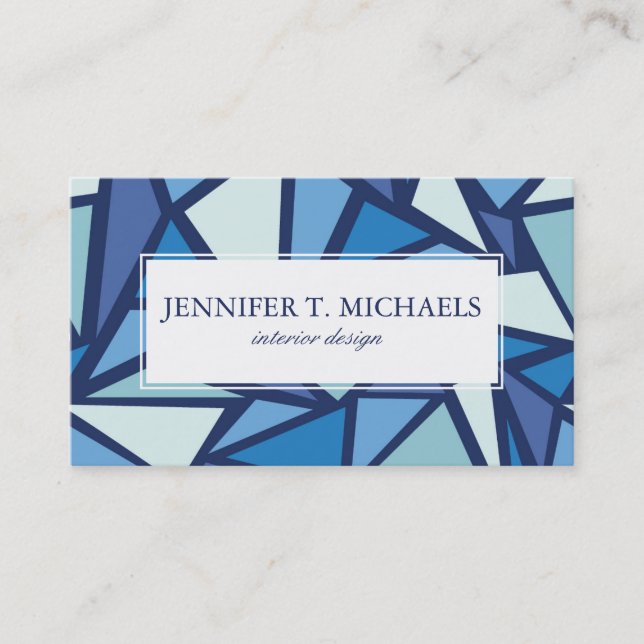 Abstract Blue Ice Crsytal Pattern Business Card (Front)