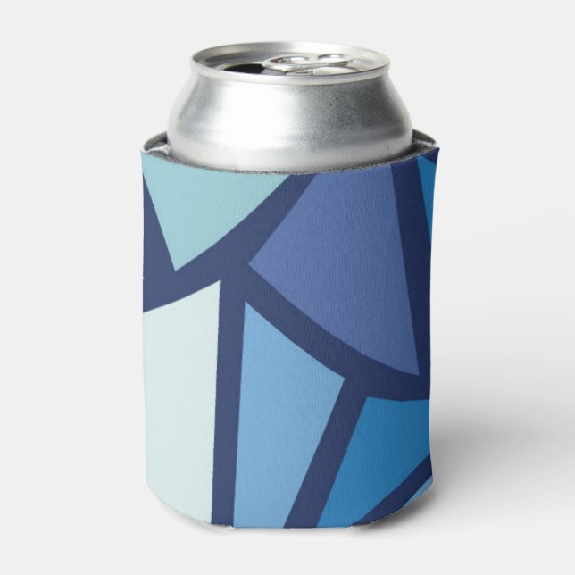 Abstract Blue Ice Crsytal Pattern Can Cooler (Can Front)