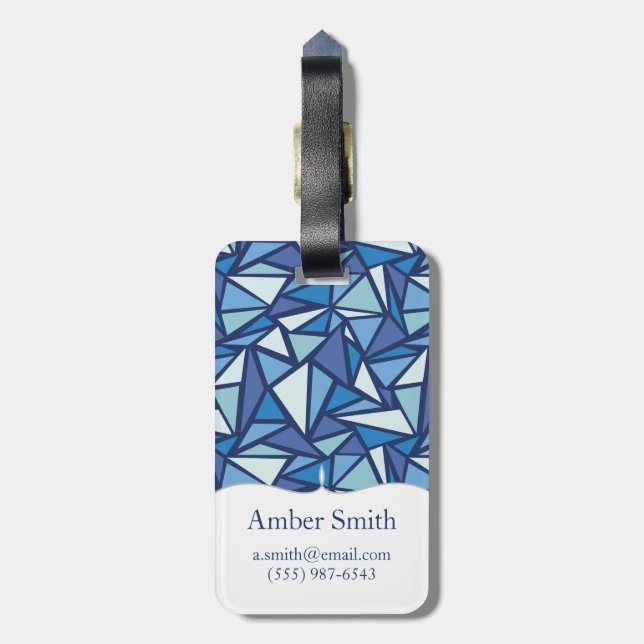 Abstract Blue Ice Crsytal Pattern Luggage Tag (Back Vertical)