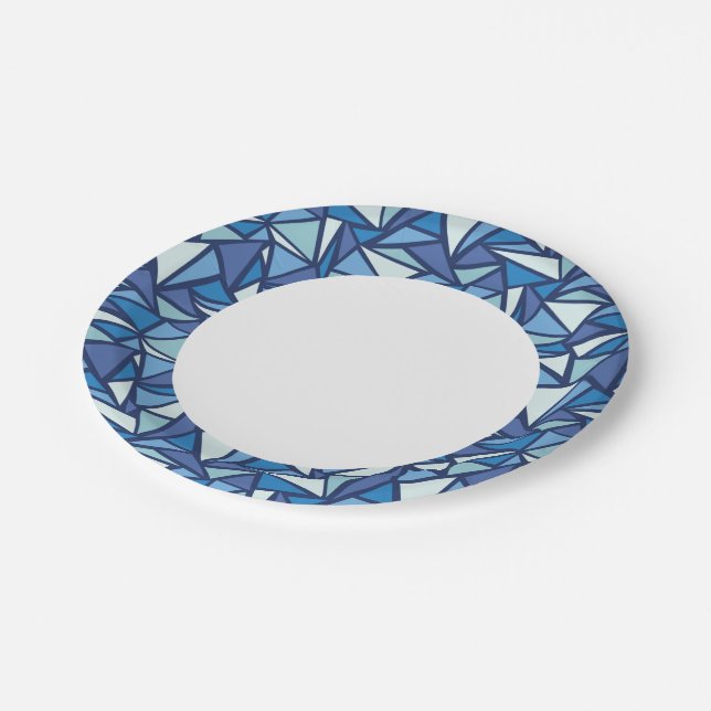 Abstract Blue Ice Crsytal Pattern Paper Plate (Angled)