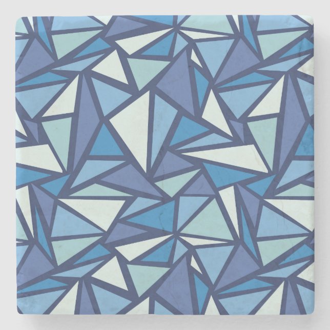 Abstract Blue Ice Crsytal Pattern Stone Coaster (Front)