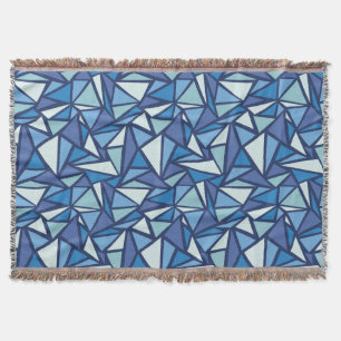 Abstract Blue Ice Crsytal Pattern Throw Blanket