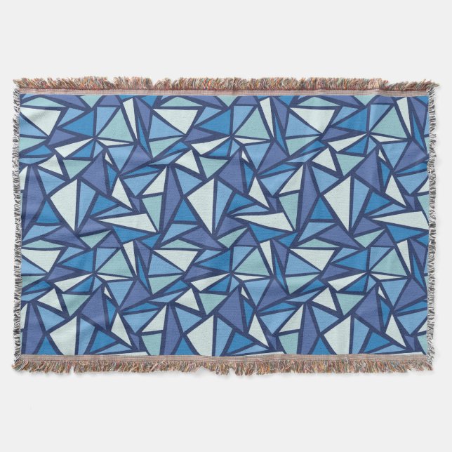 Abstract Blue Ice Crsytal Pattern Throw Blanket (Front)