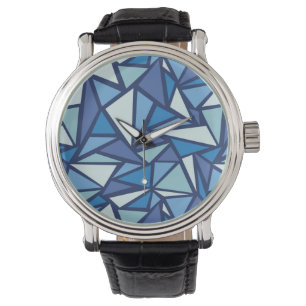 Abstract Blue Ice Crsytal Pattern Watch