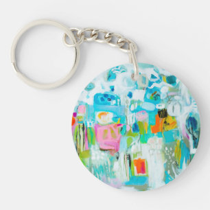 Abstract Blue Key Ring