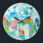 Abstract Blue Large Clock<br><div class="desc">Abstract Blue by Karen Fields</div>