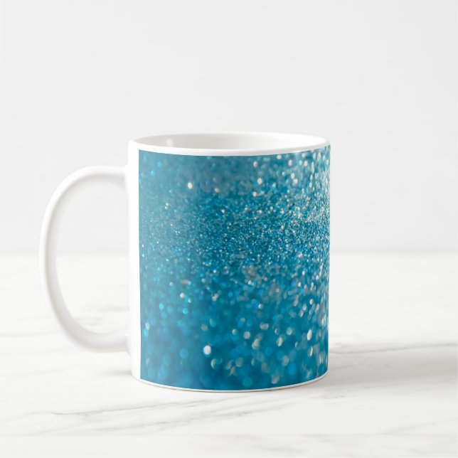Abstract blue lights, artistic background. coffee mug (Left)