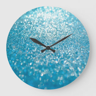 Abstract blue lights, artistic background. large clock