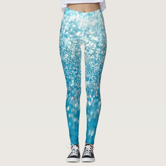 Abstract blue lights, artistic background. leggings (Front)