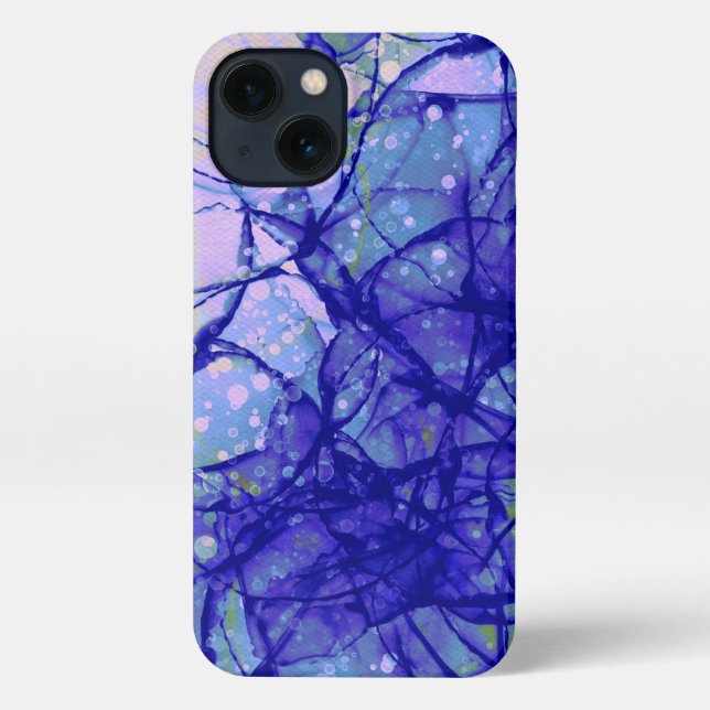 Abstract Blue Lilac Fluid Art iPhone Case (Back)
