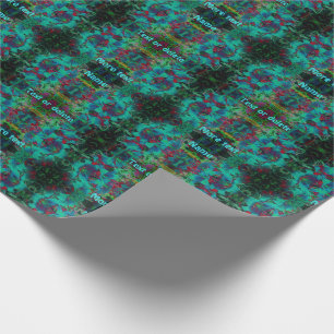 Abstract Blue Lily Flowers Raindrops Personalised Wrapping Paper