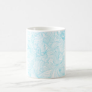Abstract blue line art coffee mug