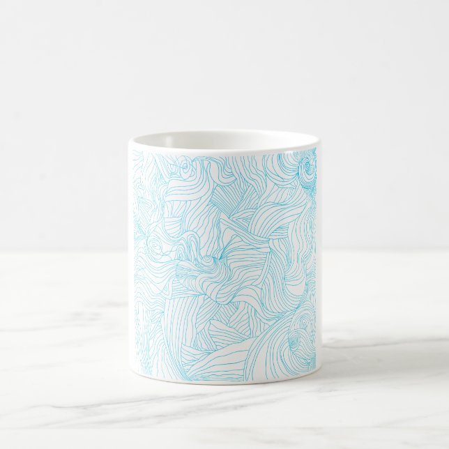 Abstract blue line art coffee mug (Center)