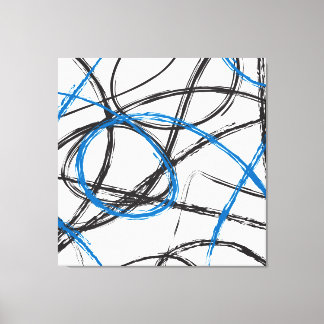 ABSTRACT BLUE LINES DESIGN ART ON CANVAS
