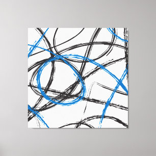 ABSTRACT BLUE LINES DESIGN ART ON CANVAS PRINT