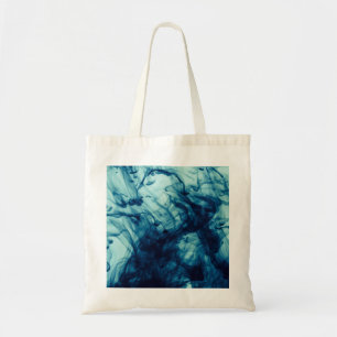 Abstract blue liquid smoke pattern background tote bag