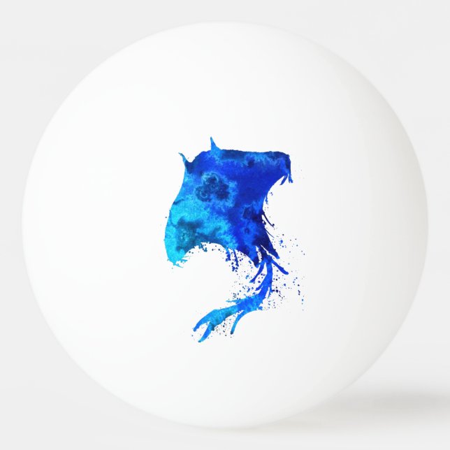 Abstract Blue Manta Ray Ping Pong Ball (Front)
