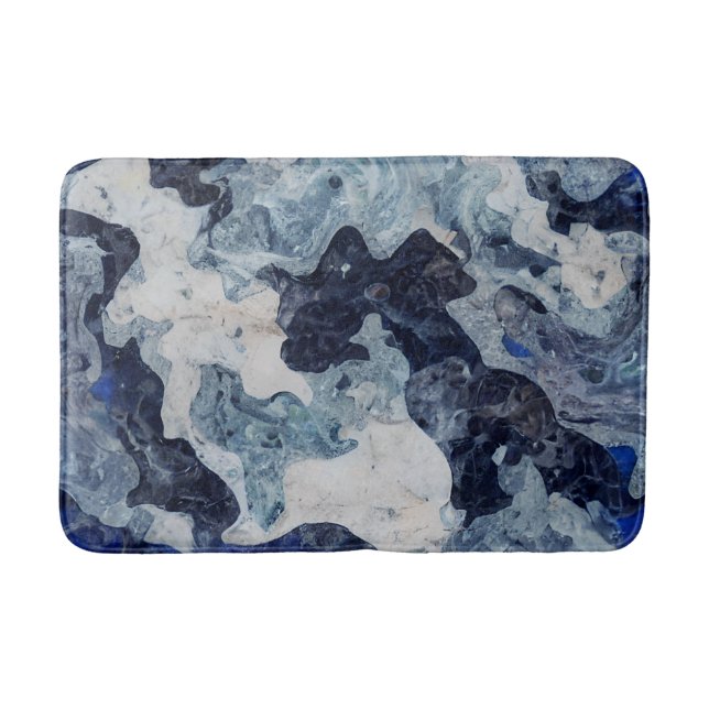 Abstract Blue Marble Bath Mat (Front)