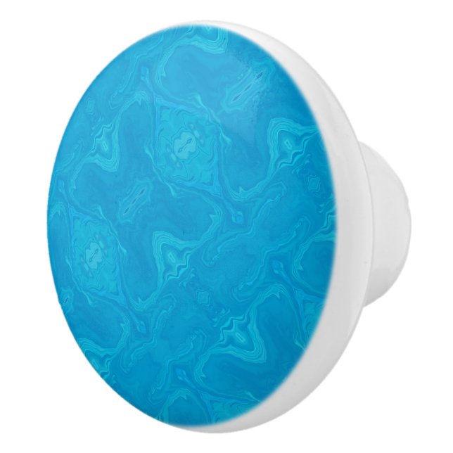 Abstract Blue Marble Personalised  Ceramic Knob (Right)