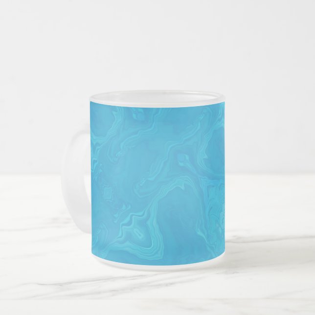 Abstract Blue Marble Personalised HP Lap Frosted Glass Coffee Mug (Front Left)