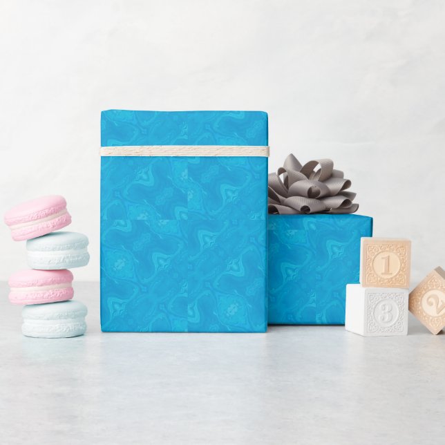 Abstract Blue Marble Personalised HP Lap Wrapping Paper (Baby Shower)