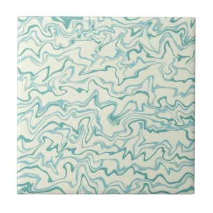 Abstract Blue Marble Retro Wavy Stripe  Bold  Tile