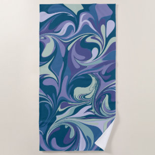 Abstract Blue Marble Swirl Stylish Personalised Beach Towel
