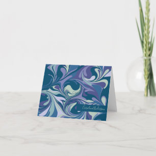 Abstract Blue Marble Swirl Stylish Personalised Note Card