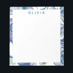 Abstract Blue Marble Swirl Stylish Personalised Notepad<br><div class="desc">A fun abstract marbling swirls graphic design in a colourful palette of soft minty green,  periwinkle,  blue,  and purple,  personalised with your name or word of choice.</div>