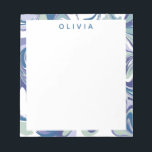 Abstract Blue Marble Swirl Stylish Personalised Notepad<br><div class="desc">A fun abstract marbling swirls graphic design in a colourful palette of soft minty green,  periwinkle,  blue,  and purple,  personalised with your name or word of choice.</div>