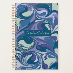 Abstract Blue Marble Swirl Stylish Personalised Planner
