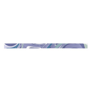 Abstract Blue Marble Swirl Stylish Personalised Satin Ribbon