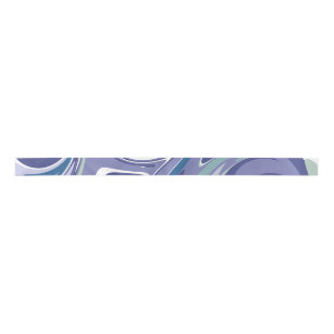 Abstract Blue Marble Swirl Stylish Personalised Satin Ribbon