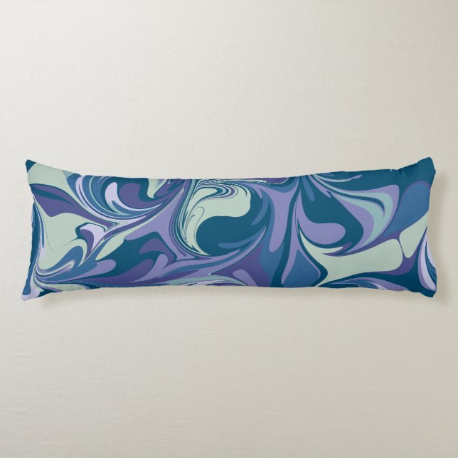 Abstract Blue Marble Swirl Stylish Unique Colourfu Body Cushion (Front)