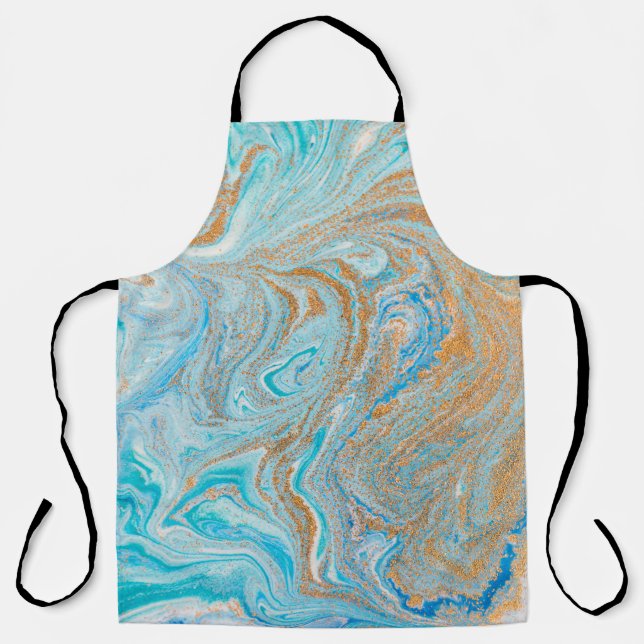 Abstract blue marble texture apron (Front)