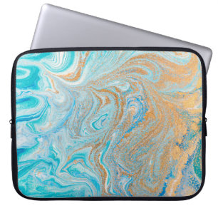 Abstract blue marble texture laptop sleeve