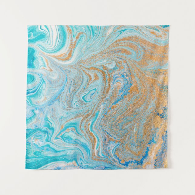 Abstract blue marble texture tapestry (Front)