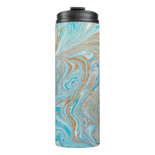 Abstract blue marble texture thermal tumbler