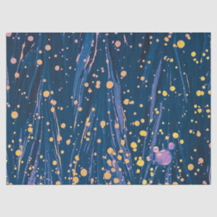 ABSTRACT BLUE MARBLED PAPER WITH GOLD SPLASHES