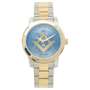 Abstract Blue Masonic Monogrammed Watch