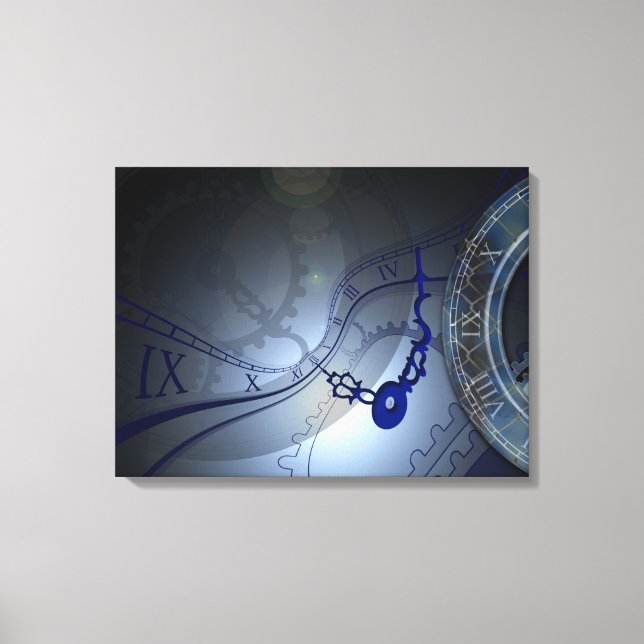 Abstract Blue Melting Clock Design Canvas Print (Front)