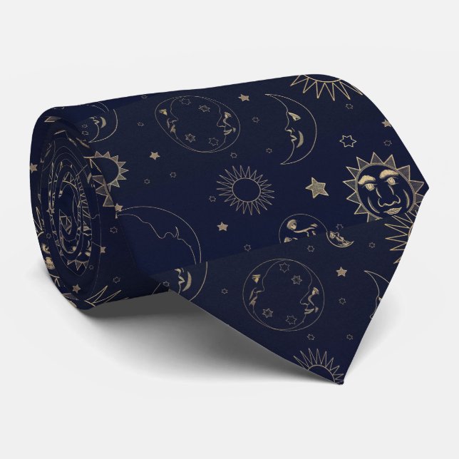 Abstract Blue Milkyway Galaxy NightSky Tie (Rolled)