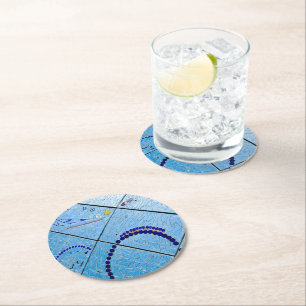 Abstract Blue Mirror Mosaic Round Paper Coaster