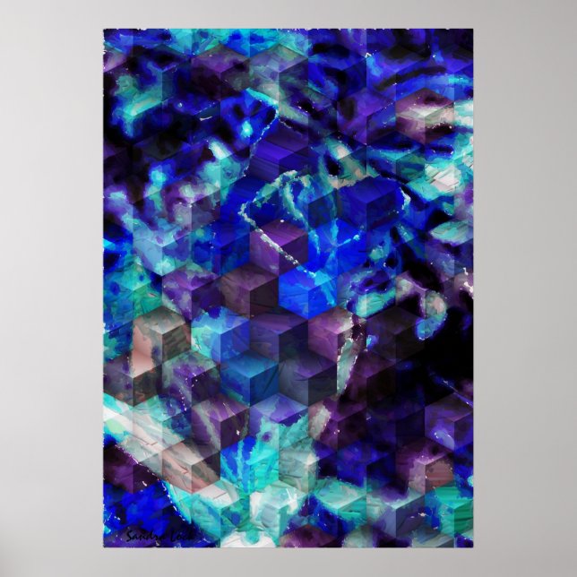 Abstract Blue Modern Art Print (Front)