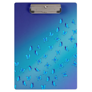 Abstract Blue Moonbeams and Butterflies Clipboard