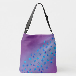 Abstract blue Moonbeams and Butterflies  Crossbody Bag