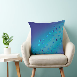 Abstract Blue  Moonbeams and Butterflies  Cushion