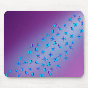 Abstract Blue Moonbeams and Butterflies Mouse Mat