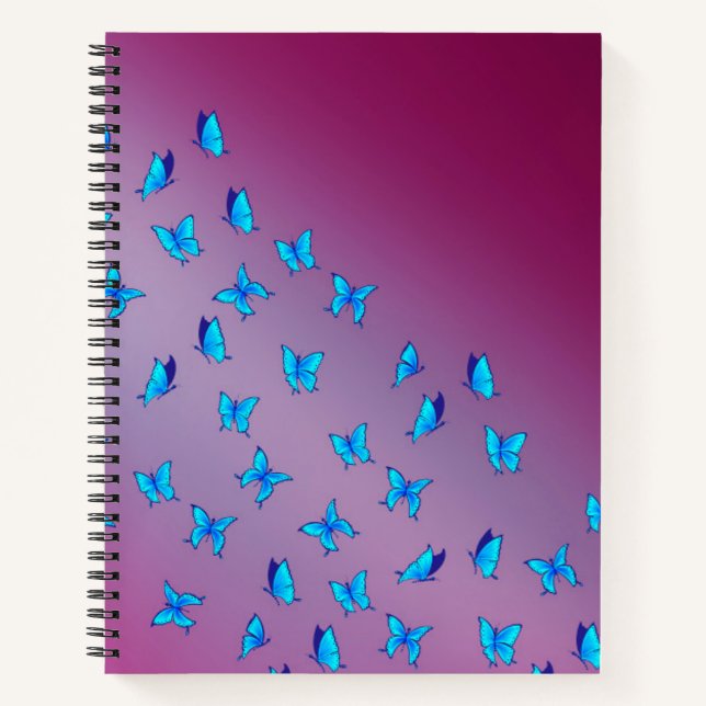 Abstract Blue Moonbeams and Butterflies Notebook (Front)